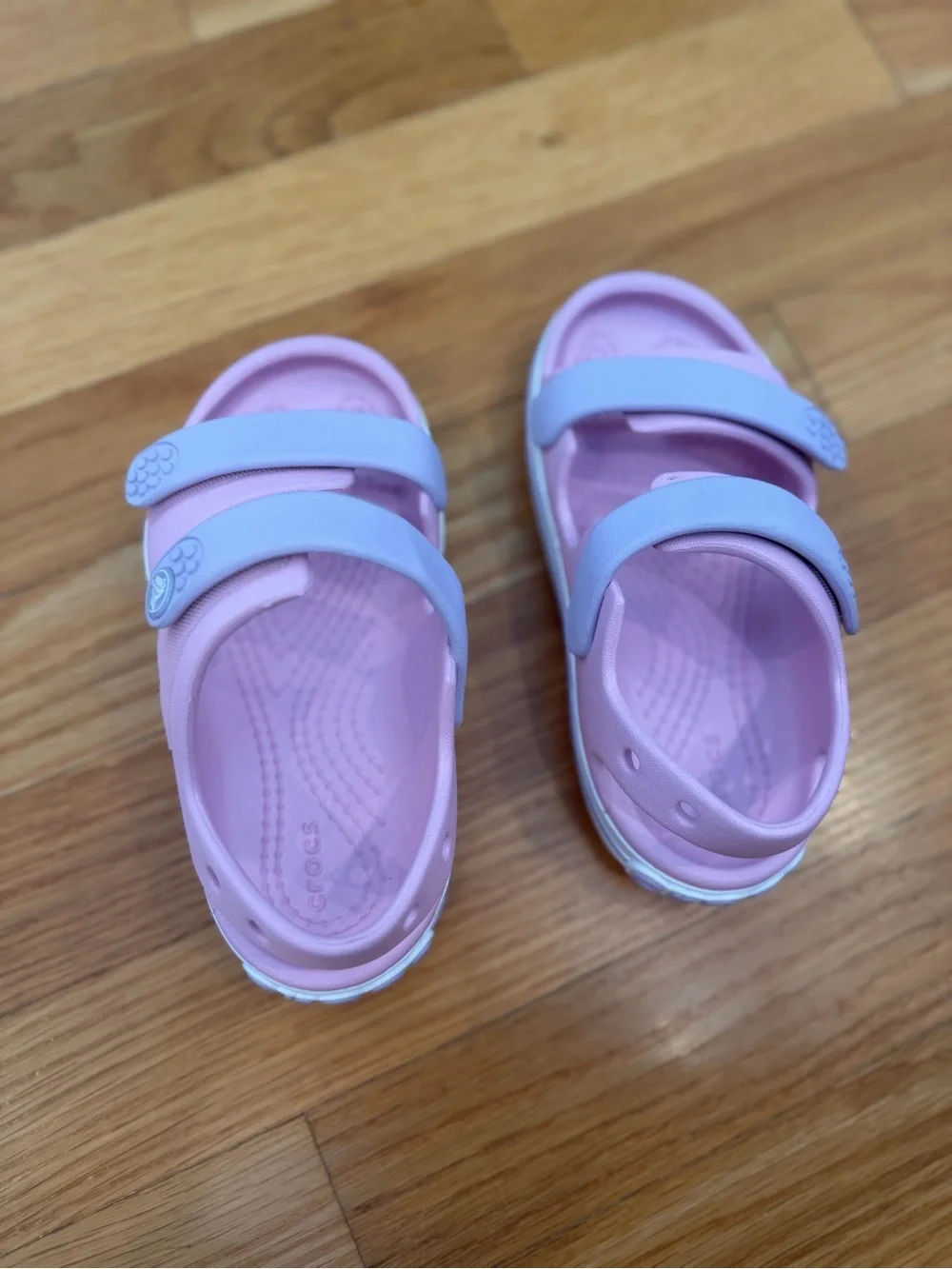 Kids Pink Croc-Style Sandals with Light Purple Accent size 9